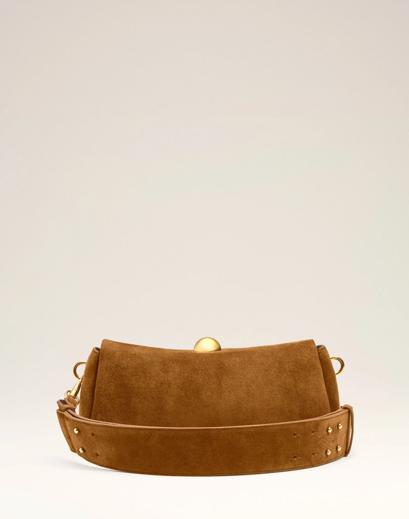 BROWN SUEDE LEATHER CARROUSEL BAG