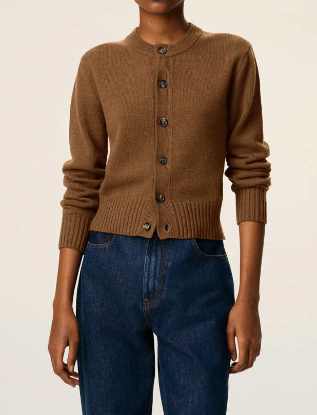 BROWN CASHMERE AMI DE COEUR CARDIGAN