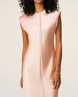 PINK LONG RAW EDGE DETAILS DRESS