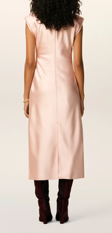 PINK LONG RAW EDGE DETAILS DRESS
