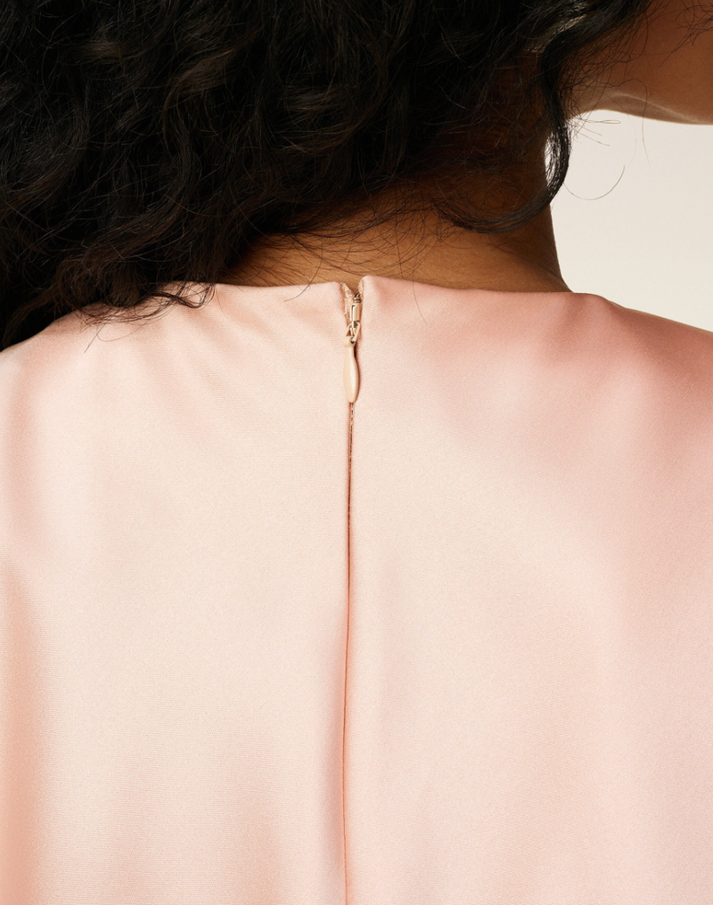 PINK LONG RAW EDGE DETAILS DRESS