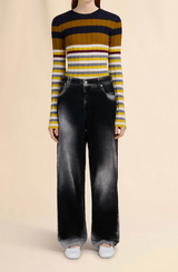 Black flocked denim jeans