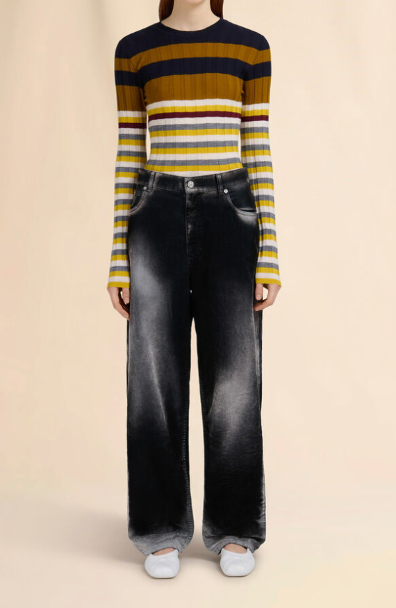 Black flocked denim jeans