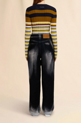 Black flocked denim jeans