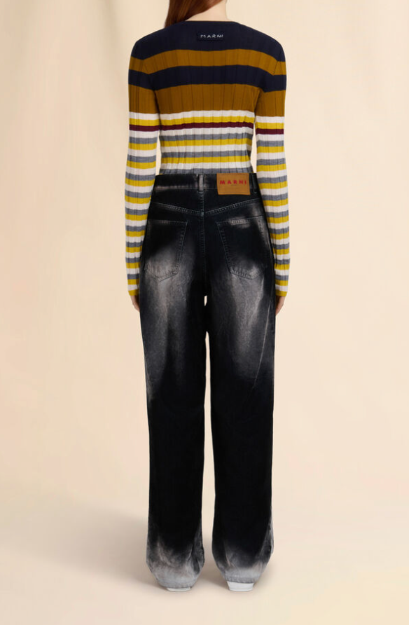 Black flocked denim jeans