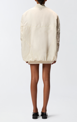 Long technical satin bomber jacket