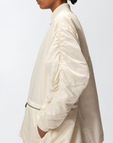 Long technical satin bomber jacket
