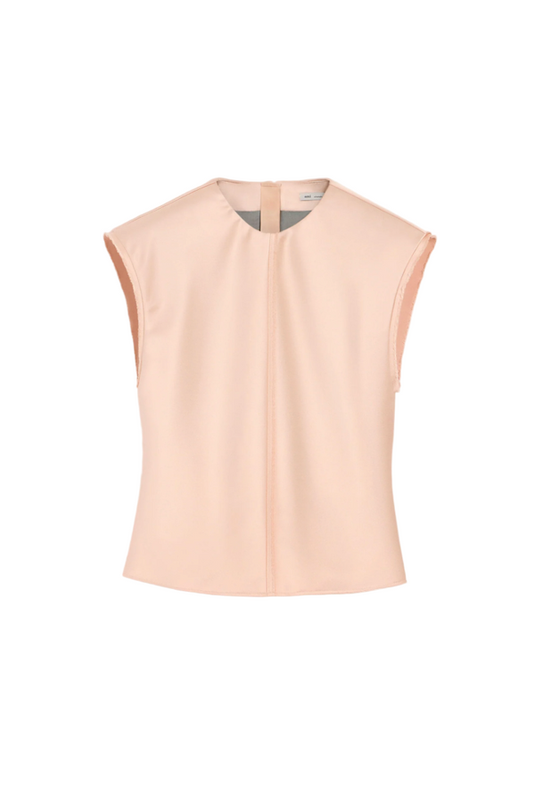 PINK SLEEVELESS RAW EDGE DETAILS TOP