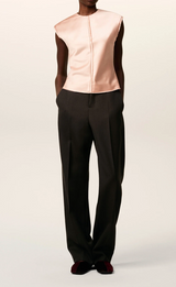 PINK SLEEVELESS RAW EDGE DETAILS TOP