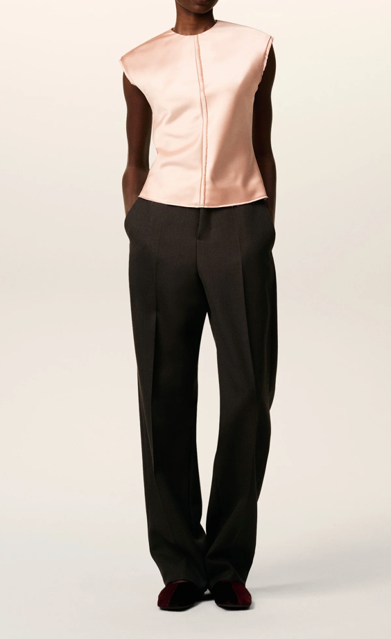 PINK SLEEVELESS RAW EDGE DETAILS TOP