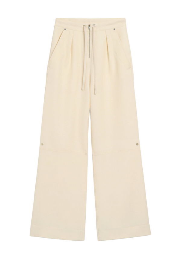 WHITE WOOL ZIPPED TROUSERS