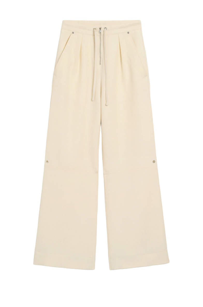 WHITE WOOL ZIPPED TROUSERS