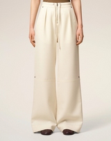 WHITE WOOL ZIPPED TROUSERS
