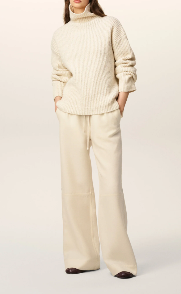WHITE WOOL ZIPPED TROUSERS