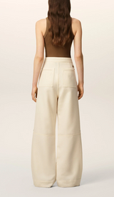 WHITE WOOL ZIPPED TROUSERS