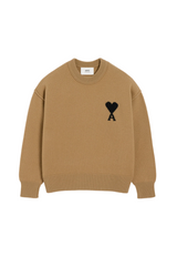BROWN WOOL AMI DE COEUR CREWNECK SWEATER