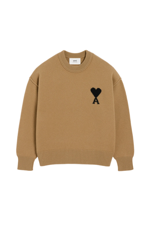 BROWN WOOL AMI DE COEUR CREWNECK SWEATER