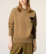 BROWN WOOL AMI DE COEUR CREWNECK SWEATER