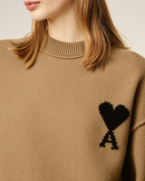 BROWN WOOL AMI DE COEUR CREWNECK SWEATER