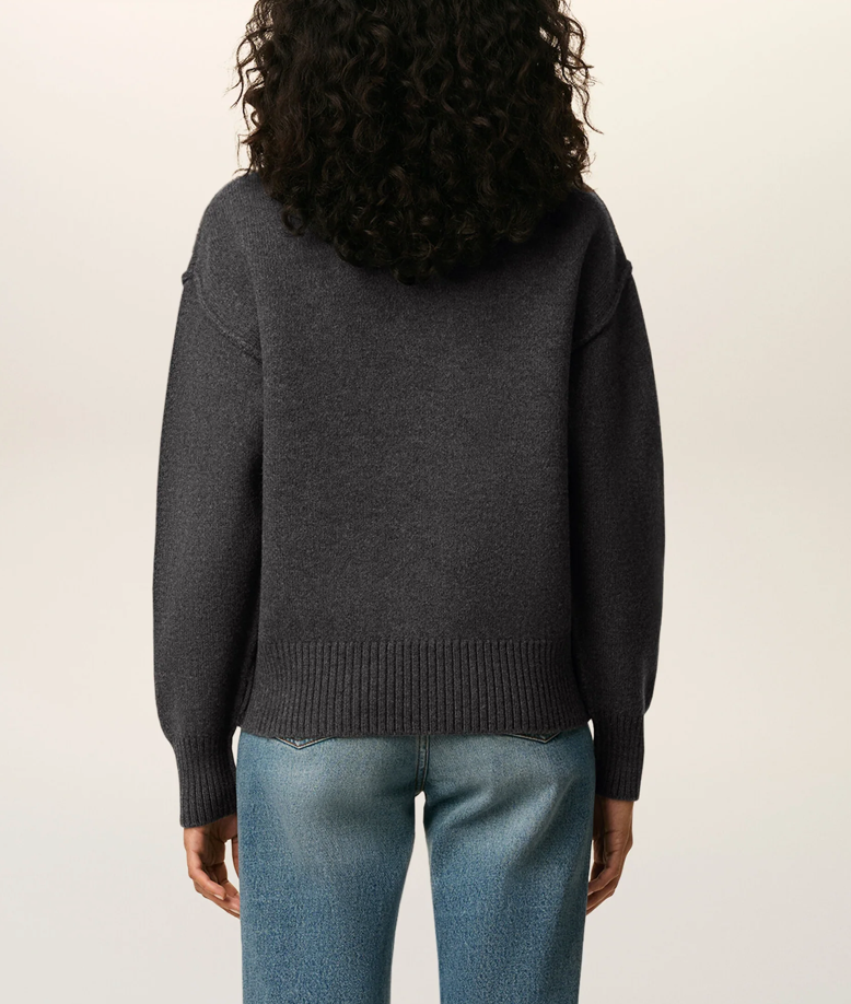 GREY WOOL AMI DE COEUR CREWNECK SWEATER