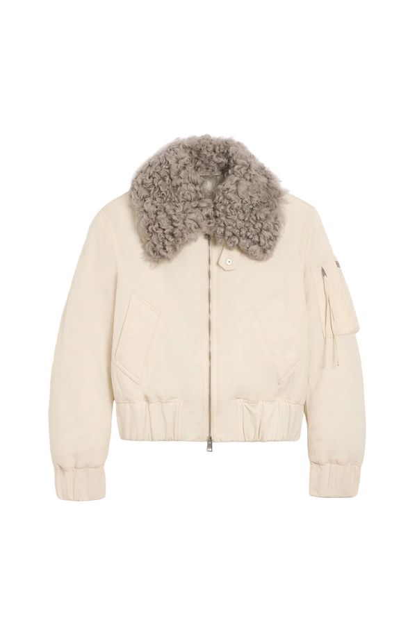 WHITE NYLON PADDED BOMBER
