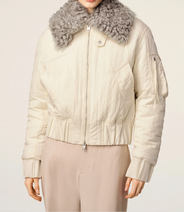 WHITE NYLON PADDED BOMBER