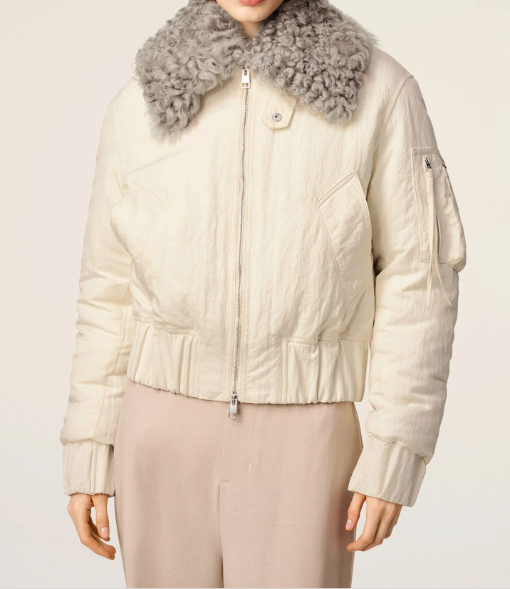 WHITE NYLON PADDED BOMBER