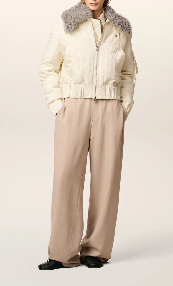 WHITE NYLON PADDED BOMBER