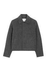 GREY WOOL BOXY BUTTONED JACKET