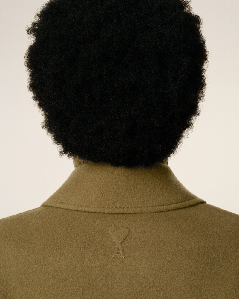GREEN WOOL BOXY BUTTONED JACKET