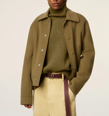 GREEN WOOL BOXY BUTTONED JACKET