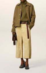 GREEN WOOL BOXY BUTTONED JACKET