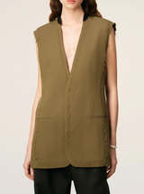 GREEN WOOL SLEEVELESS JACKET