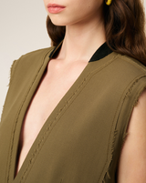 GREEN WOOL SLEEVELESS JACKET
