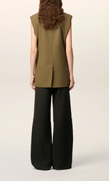 GREEN WOOL SLEEVELESS JACKET