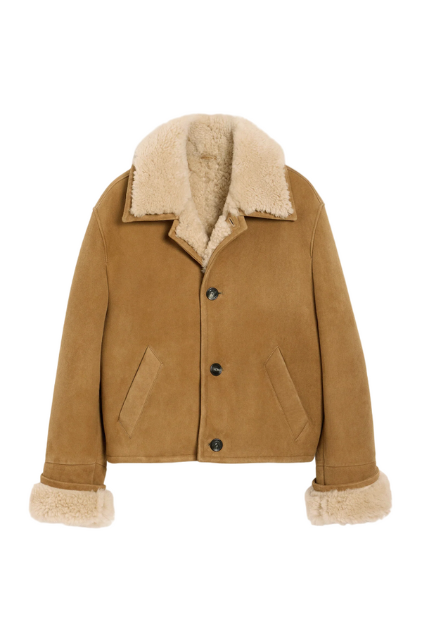 BROWN SHEARLING BUTTONNED JACKET