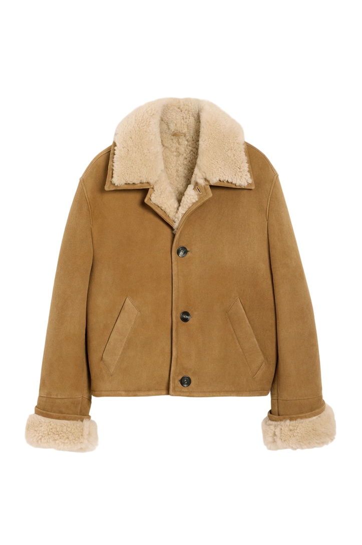 BROWN SHEARLING BUTTONNED JACKET