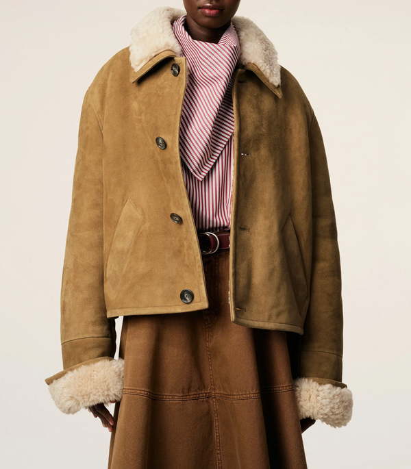 BROWN SHEARLING BUTTONNED JACKET
