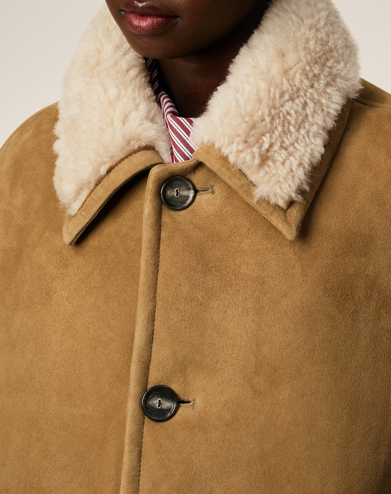 BROWN SHEARLING BUTTONNED JACKET