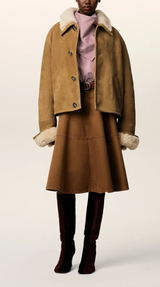 BROWN SHEARLING BUTTONNED JACKET