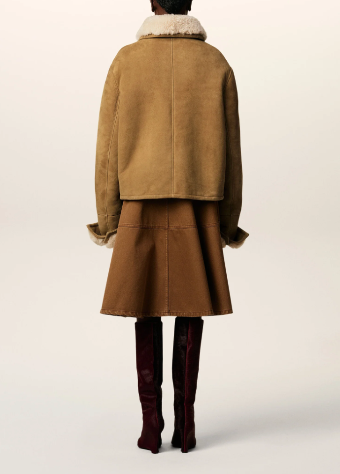BROWN SHEARLING BUTTONNED JACKET