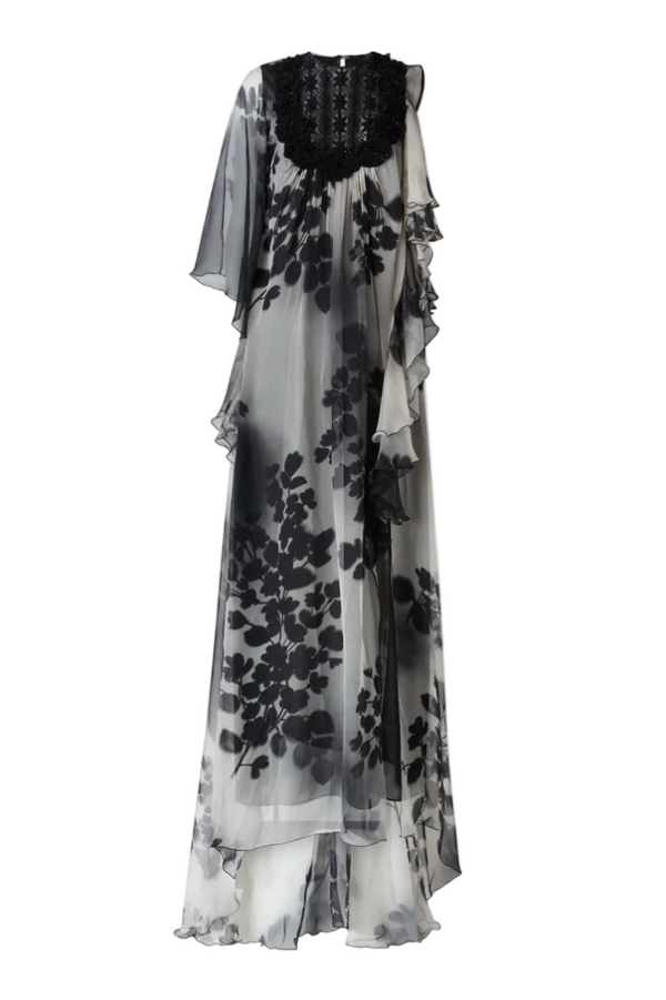 Silk Long Dress with Lace
