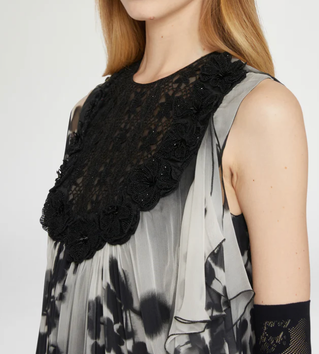 Silk Long Dress with Lace