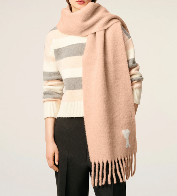 PINK ALPACA OFF WHITE AMI DE COEUR SCARF