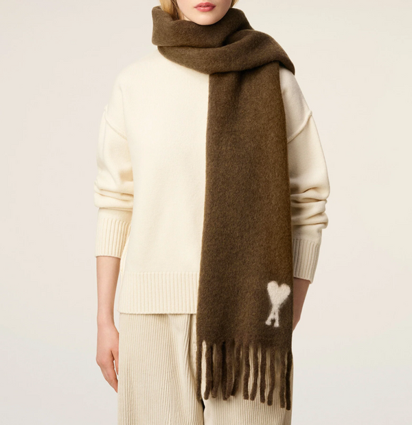 BROWN ALPACA OFF WHITE AMI DE COEUR SCARF