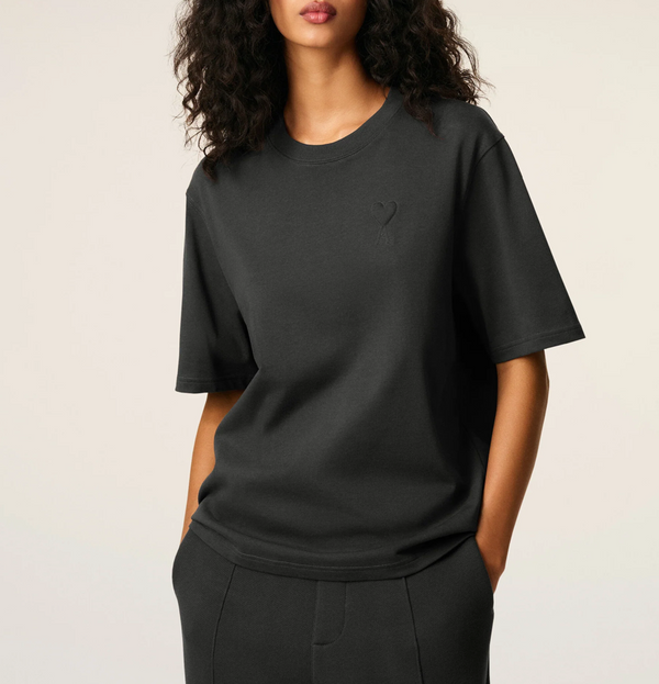 BLACK COTTON AMI DE COEUR COSY FIT T-SHIRT