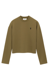 GREEN COTTON CONTRASTED AMI DE COEUR SWEATSHIRT