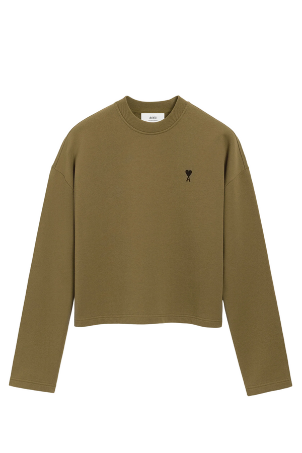 GREEN COTTON CONTRASTED AMI DE COEUR SWEATSHIRT