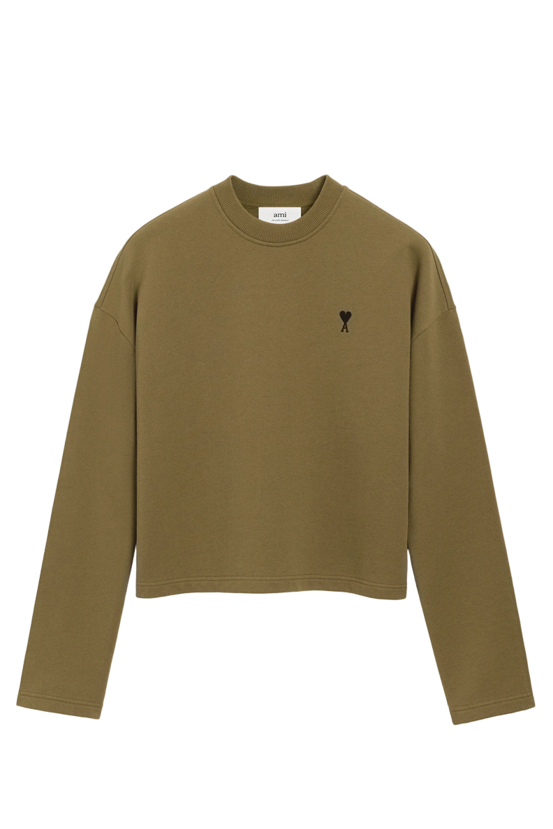 GREEN COTTON CONTRASTED AMI DE COEUR SWEATSHIRT