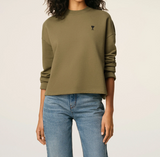 GREEN COTTON CONTRASTED AMI DE COEUR SWEATSHIRT